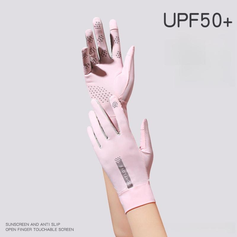 Women's Letter Print Sun Protection Gloves, Breathable Comfortable Sports Gloves for Cycling, Outdoor Sports Accessories for Women & Girls 2