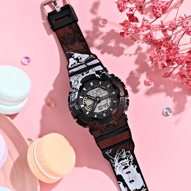 Đồng Hồ Điện Tử, Anime Hoạt Hình One Piece, Hiển Thị Đơn, Dành Cho Học Sinh Nam Và Nữ, Phong Cách Hàn Quốc, Thiết Kế Đơn Giản, Kỳ Lân, Không Thấm Nước, Phát Sáng, Bán Chạy Watch Đeo Tay 1
