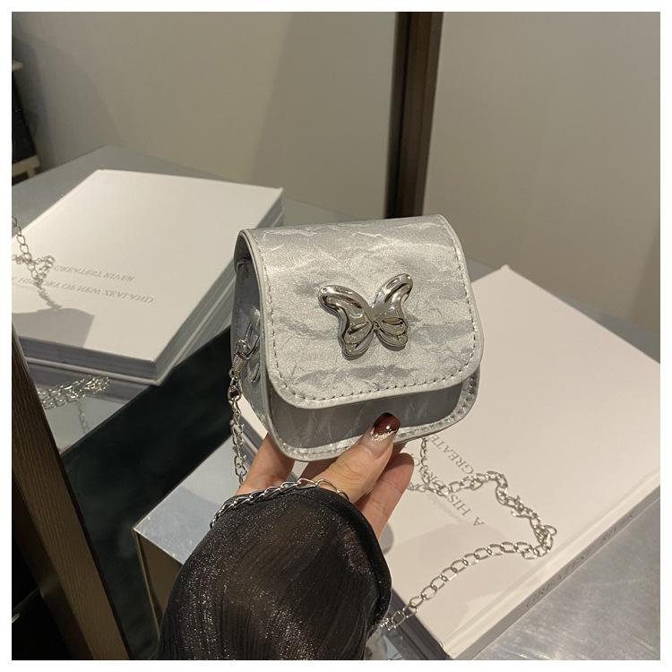 Product Introduction of 2024 Fashionable New Fresh Sweet Small Square Bag Butterfly Decoration Mini Advanced Texture Chain Crossbody Lipstick Pack 22