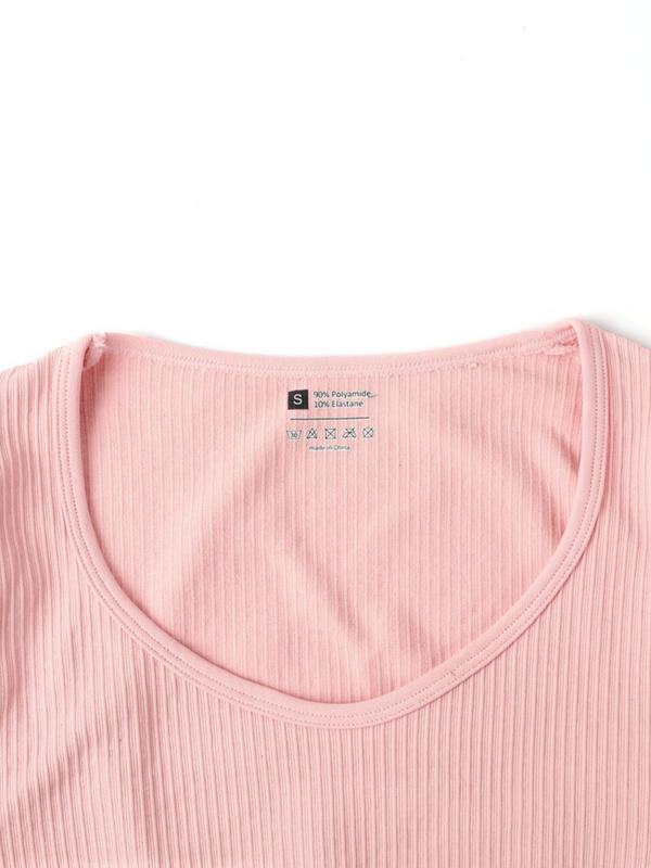 Two-Piece Set Women's Plain Long Sleeve Crop Tee & High Waist Leggings Tracksuit Set, Sporty Round Neck Top & Skinny Pants for Yoga Gym Workout Running, Ladies Sportswear for All Seasons 5