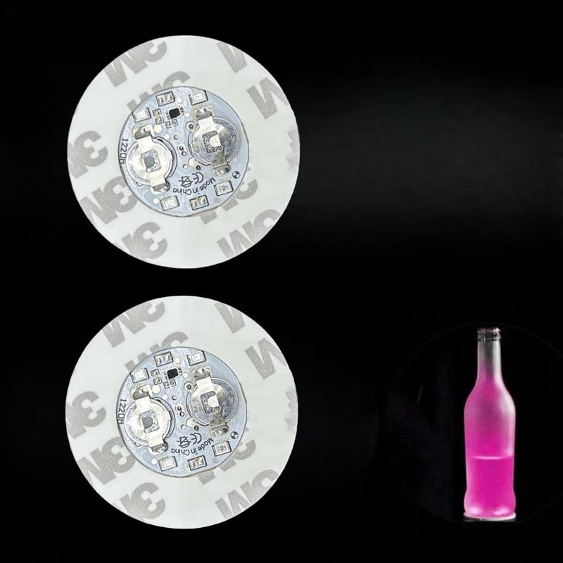 2pcs LED Wine Bottle Coaster, 3 Mode Decorative Bottle Light Coaster, Decor Light Placemat For Party & Bar 8