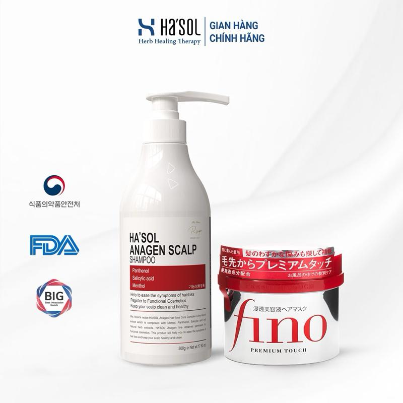 Combo dầu gội Hasol kèm kem ủ Fino dưỡng tóc mềm mại