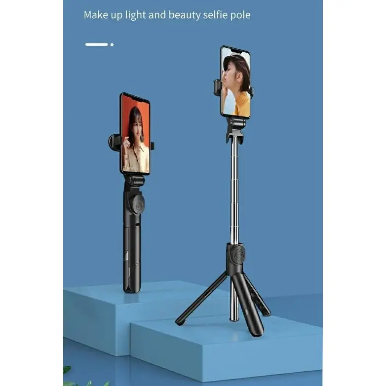 Tongsis 3 in 1 Bluetooth Tripod Selfie Stick Remote Bluetooth 70cm - Putih TERMURAH Handphone Hitam Lampu 5