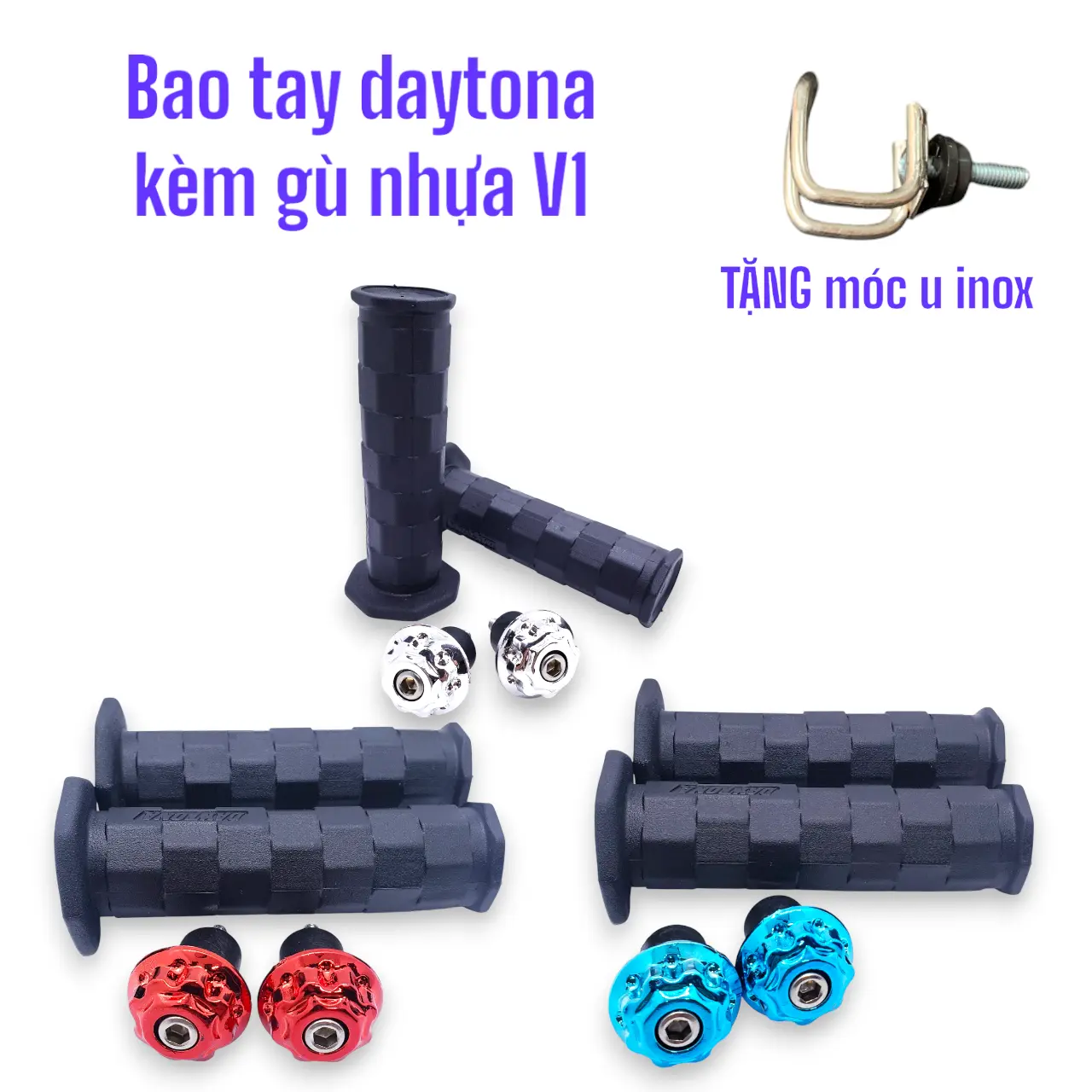 COMBO bao tay daytona kèm gù nhựa V1 TẶNG móc treo đồ xe máy, tay cầm xe máy