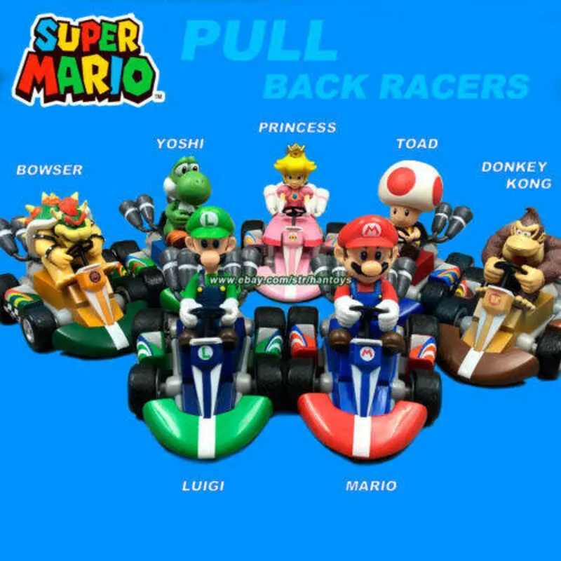 Xe Đua Kéo Lùi Xe Cẩu Động Cơ Bốn Bánh, Super Mario, 12cm, Đồ Chơi Mô Hình 7 Kiểu 2
