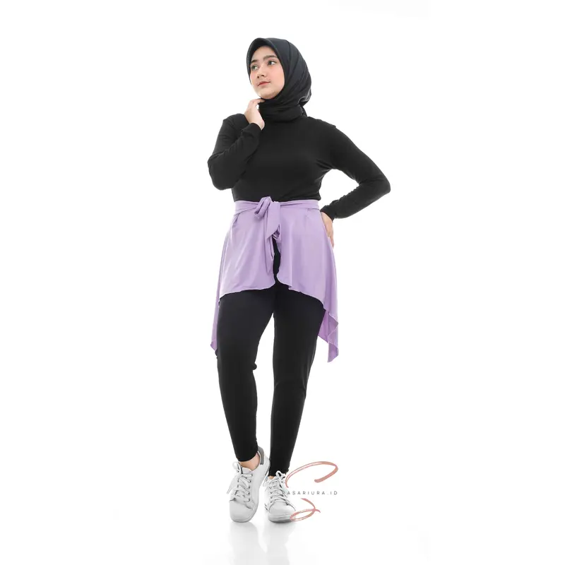Rok Penutup Pinggul Pinggang Olahraga Rok Tali Aerobik  Zumba  Sport Nyaman Nyaman  Set Pakaian Hitam Muslim 1