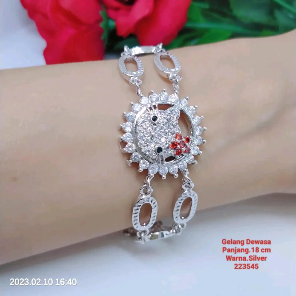 GR04 - Gelang Rantai Dewasa Aksesoris Gelang Rantai jumbo warna Silver Bracelets