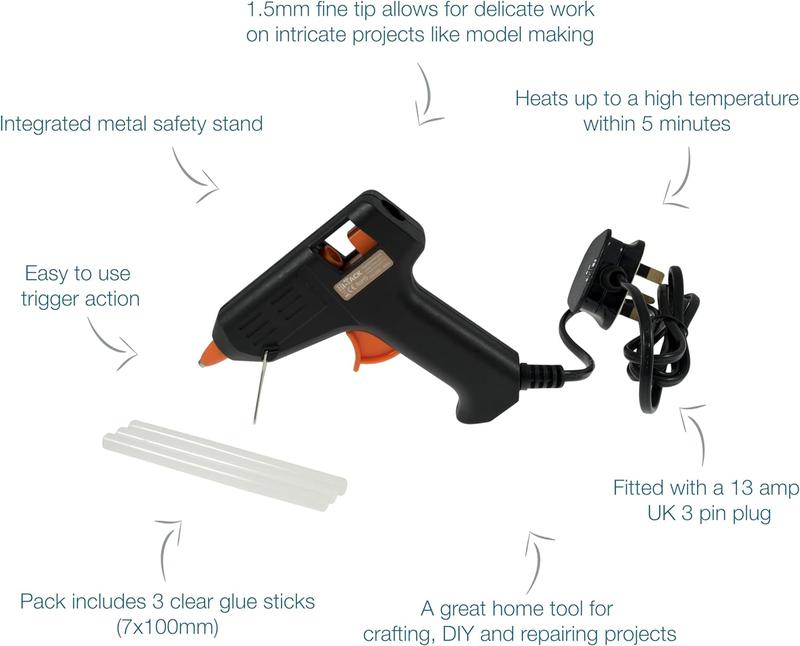 Glue Gun + 10 Glue Sticks Set - 20W | DKIT100 Set | Electric Heating, Portable Hot Melt Gun with Stand - Perfect DIY Tools Stationery Kit for Crafting, Home Repairs, and Creative Projects - Quick Heat-Up, Precise Application, and Reliable Adhesion 6