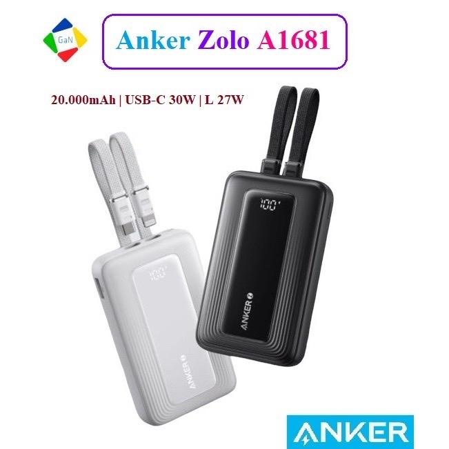 Pin Sạc Dự Phòng Anker Zolo A1681 A1680 30W 20000mAh | Tích Hợp Cáp USB-C Sạc Nhanh 30W Cổng L 27W | PD QC PPS