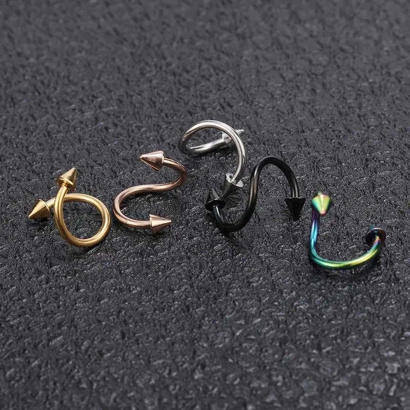 Stainless Steel Hoop Earrings Cartilage Lip Piercings Spiral Nose Rings Nostril Piercings Round Earrings 7