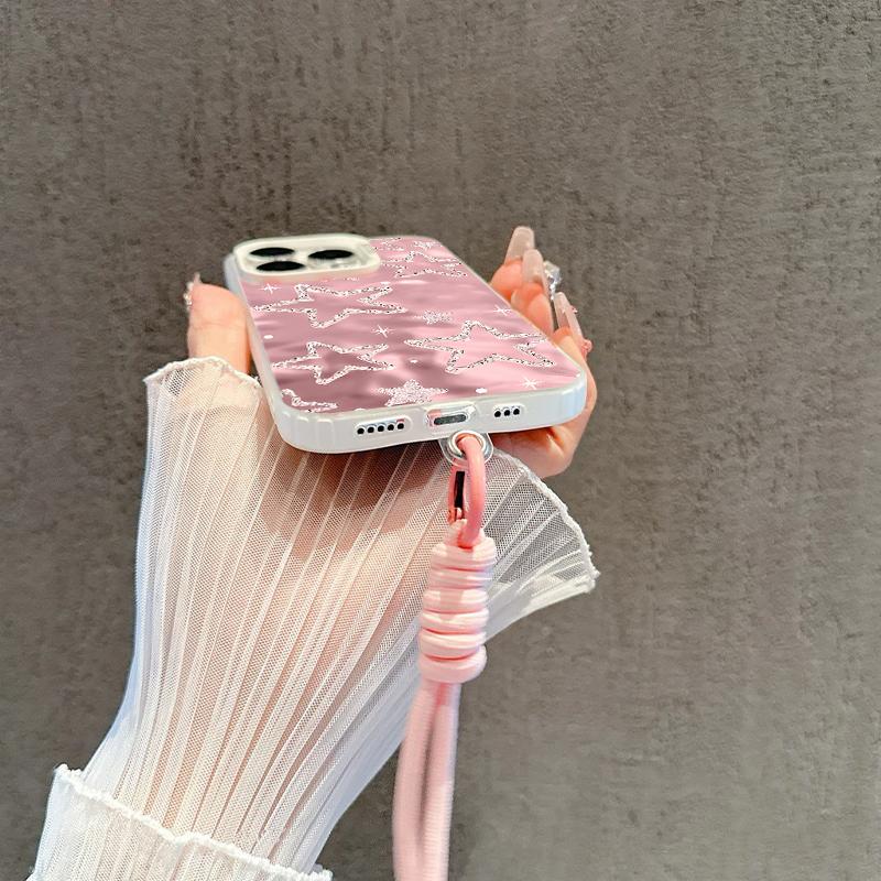 Casing Hp For IPhone 7G 7P X XR XSMAX 11 12 13 14 15 16 PRO PROMAX PLUS Dengan Motif Pink Star Yang Imut Gemoy Cute Baru Simple Dan Antislip Viral Case Hardcase CYK1386