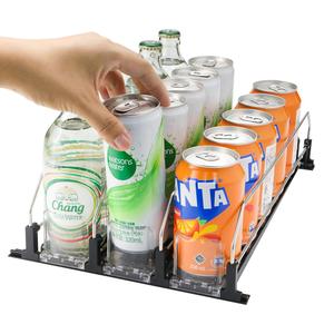 Refrigerator Can Organizer, 1 Count 3-row Automatic Push-pull Can Storage Rack, Beverage Can Organizer for Home Kitchen, Kitchen Storage Organizer