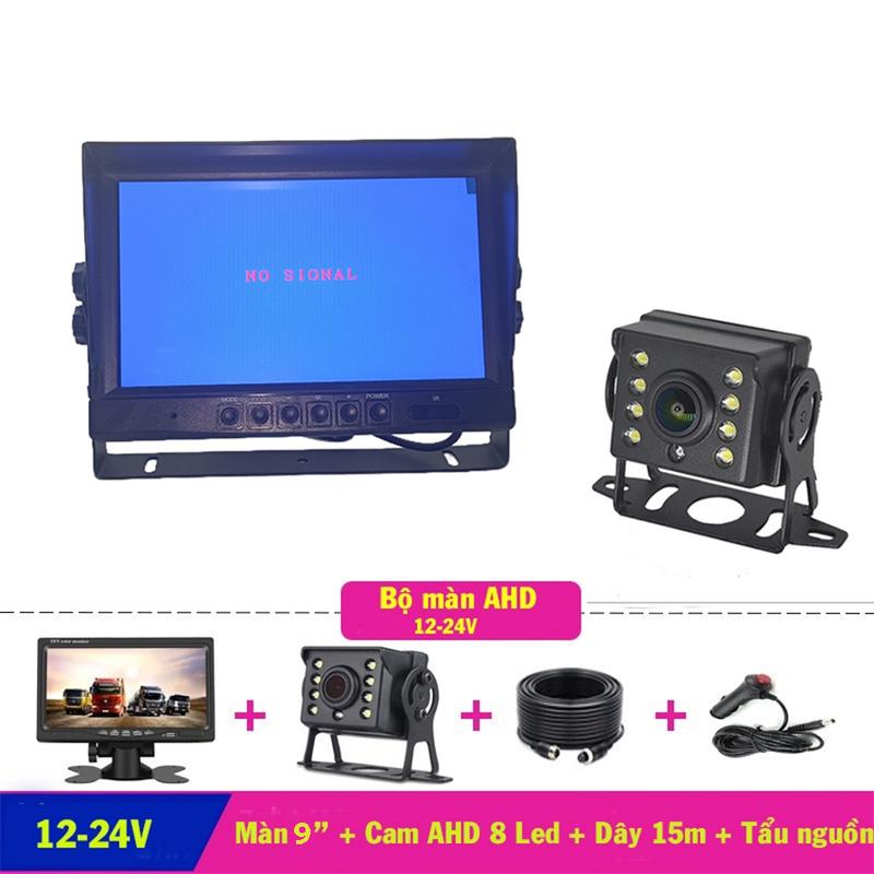 Bộ Màn Hình 9inch Và Camera Lùi Xe Tải AHD Camera Lùi Xe Tải 12V-24V Kèm Tẩu Nguồn Ren Xoáy