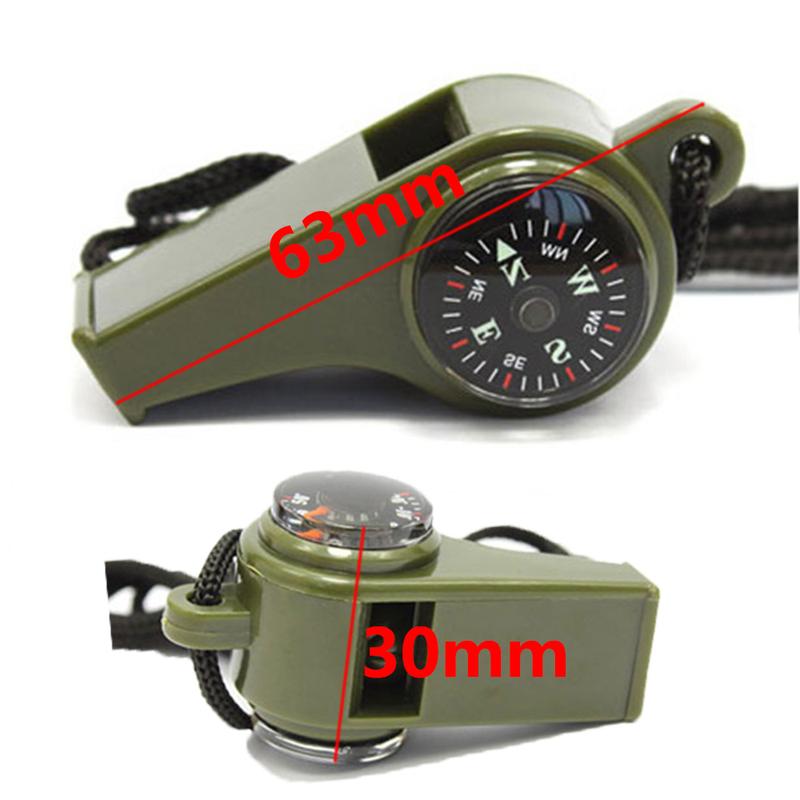3 In 1 Multi-function Hiking Survival Emergency Whistle Compass Thermometer 2