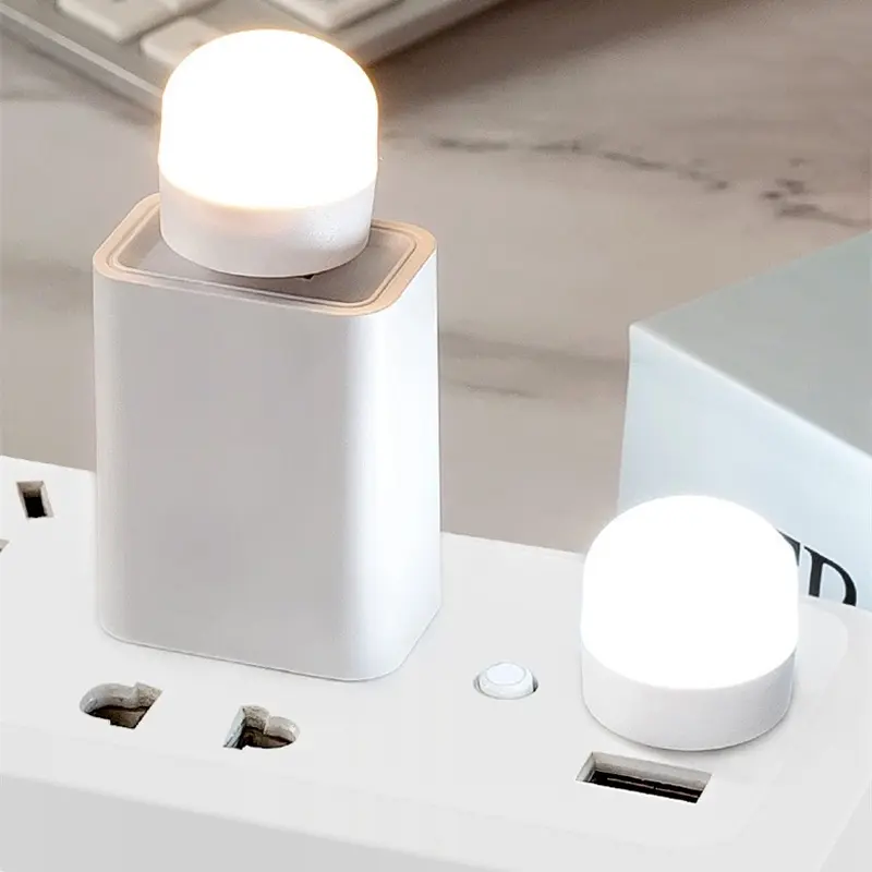 Round USB Plug Lamp Eye Protection Night Light Computer Mobile Power Charging Lamps #Lighting Shop Home finding Store