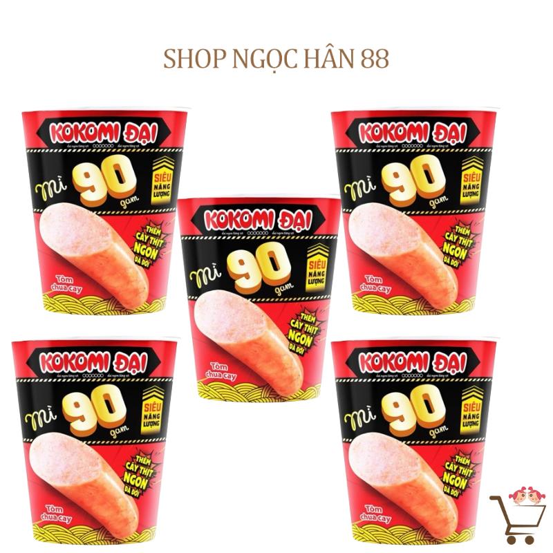  COMBO 5 Cốc Mì Ly KOKOMI Đại 90gr Có Kèm Cây Xúc Xích 
