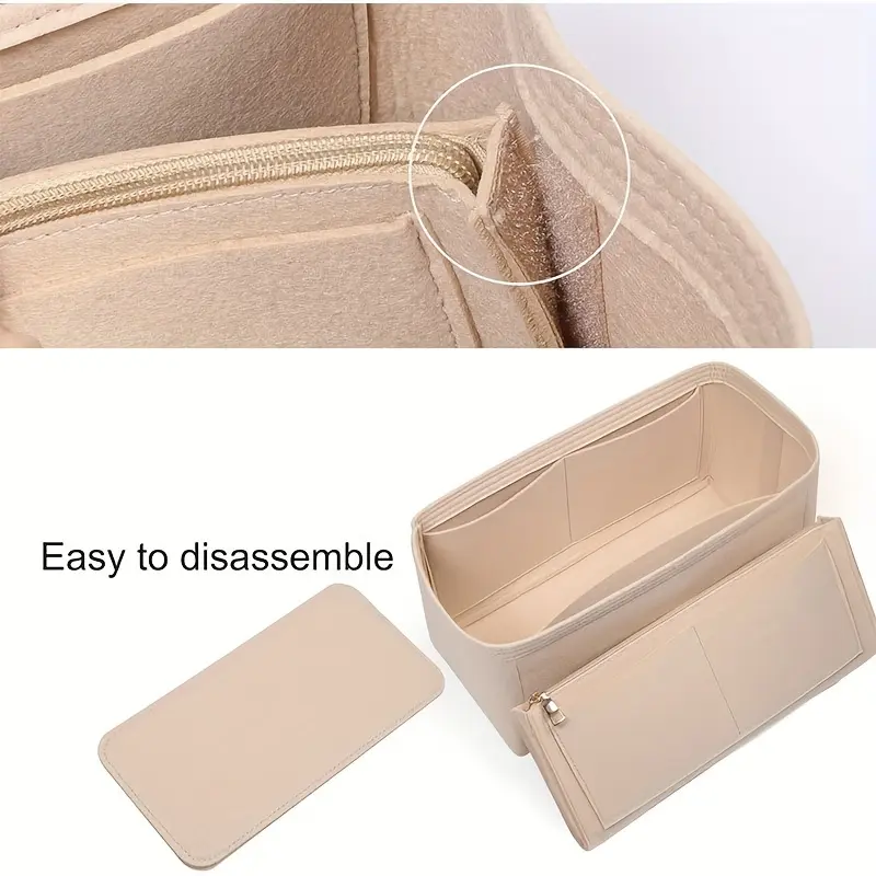 pouch toppers Chic Felt Handbag Organizer - Versatile, Non-Woven Storage Pouch with Base Shaping, Cream/Red/Black 3