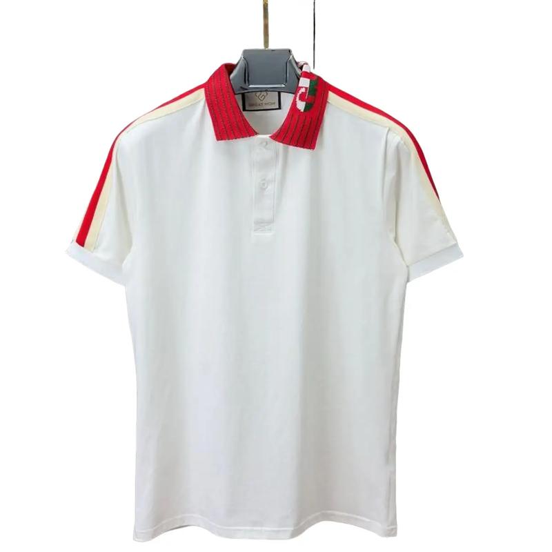 Áo Thun Polo Nam Kẻ Sọc Đỏ Ở Tay Cho Các Boy Phố Đi Chơi 2024 cổ trụ phối viền cổ thêu chữ GC Menswear Ngắn Tay Có Cổ Cộc Tay áo polo Tay Ngắn áo polo polo gm