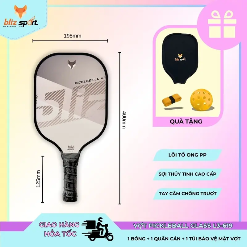 Vợt Pickleball hiệu BLiz Sợi Thủy Tinh cao cấp BlizL3 7