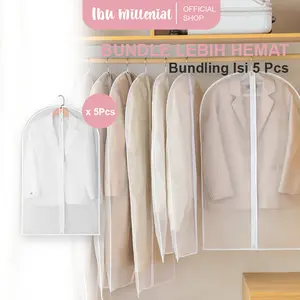 IBUMILLENIAL Bundle 5pcs Jas Baju Cover Baju Gantungan Tebal Anti Air Anti Debu Pelindung Pakaian Ziplock CB001
