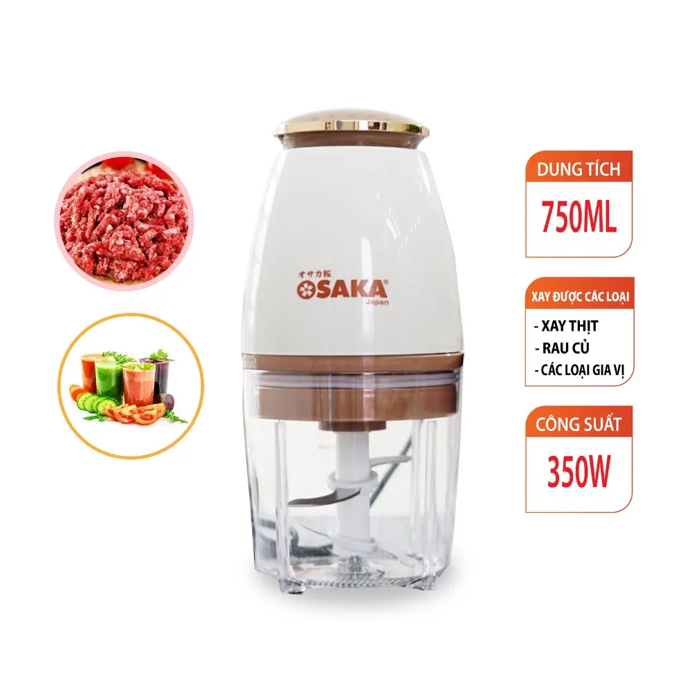 Máy xay sinh tố, máy xay thịt đa năng nhà bếp 0saka Nhật Bản 4 lưỡi công suất 350W dung tích 750ml