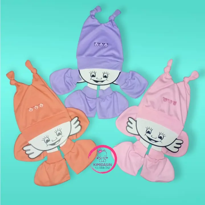 Set Topi + Sartaki Kain Model Topi Kurcaci Bayi