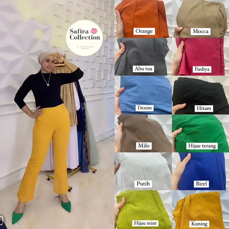 Celana Basic Semi Cutbray Highwaist Bahan Soft Jeans Melar | Gaya Casual dan Office Look | Panjang 100cm wanita 1