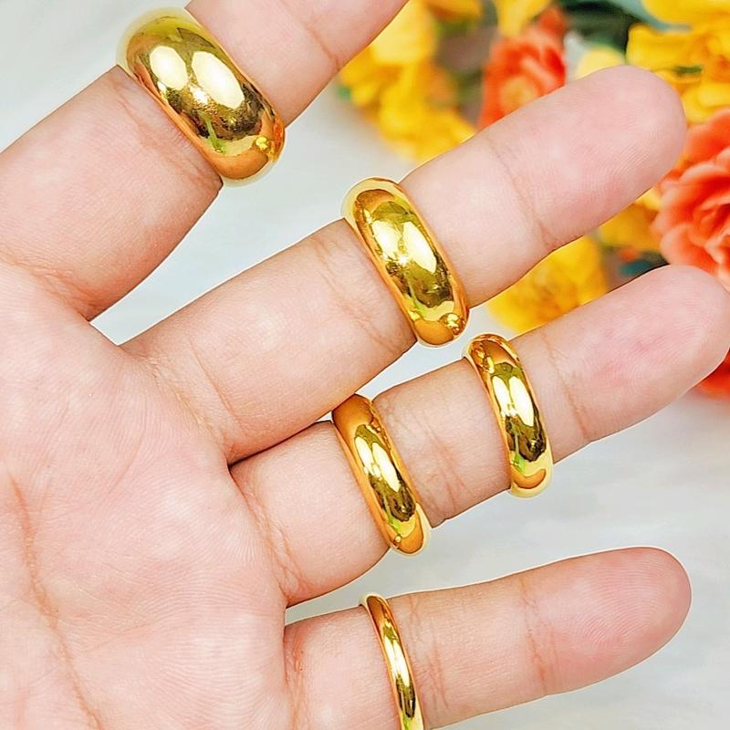 Nhẫn Trơn 1c 2c 3c 5c 1L  Đồng Vàng Màu 24k Có Kí Hiệu 9999
