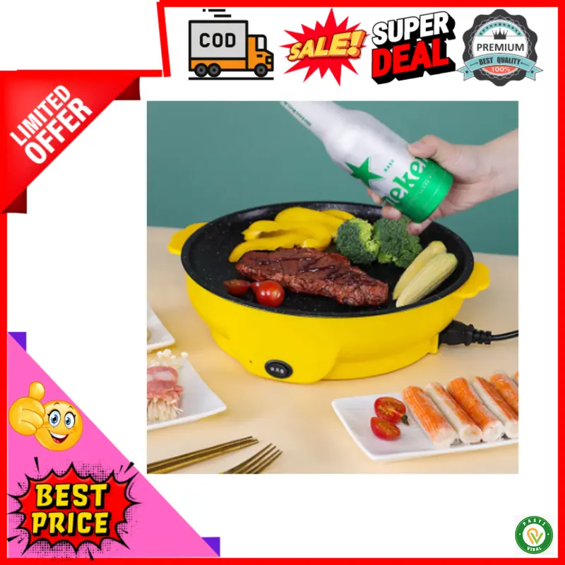 Peralatan Rumah Tangga Wajan Listrik Anti Lengket / Panci Teflon Listrik Elektrik Low Watt / Wajan Teflon BBQ Panggang Anti Lengket Bukan Maxim Non Steamer 7