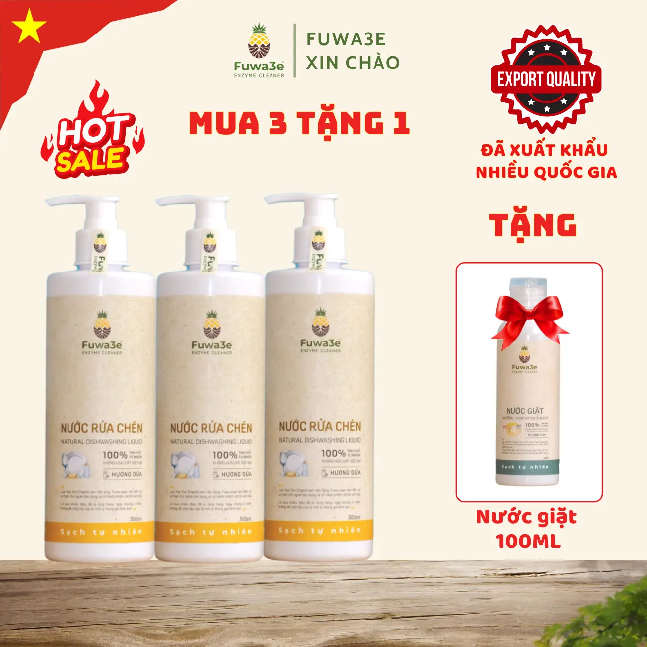 Combo 3 Nước Rửa Chén Bát Sinh Học, Enzyme Tự Nhiên. An Toàn Cho Da Nhạy Cảm, Viêm Da, Làm Sạch Nhanh- Chai 500ml