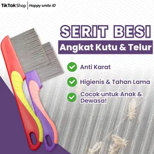Sisir Gagang Besi Serit Kutu Rambut anti rontok Rapat Serit besi panjang anti patah