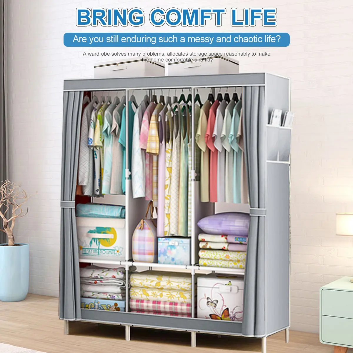 COD Bedroom wardrobe cabinet organizer Fashion Zipper cabinet for clothes Non Woven Storage clothes organizer closet capsule wardrobe orocan  cabinet wardrobe  closet cloth  organizer