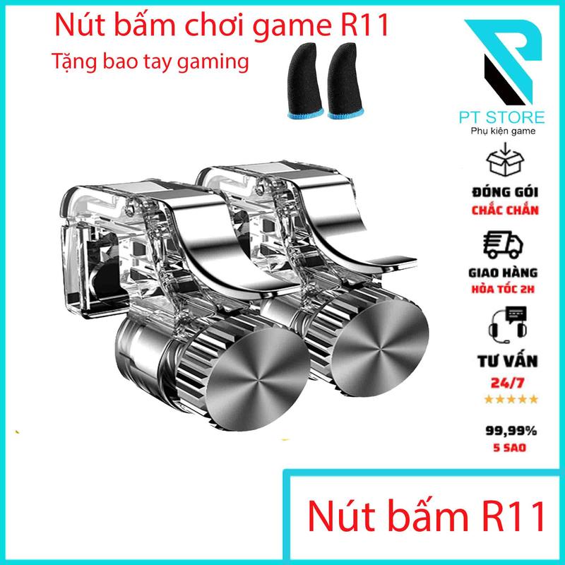  Bộ 2 nút bấm cơ R11 trong suốt lẫy kim loại cao cấp - hỗ trợ chơi game pubg ff cod... Lực bấm nhẹ không gây tiếng ồn 