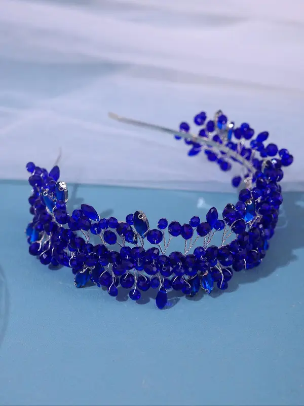Rhinestone Decorated Alloy Bridal Headband, Elegant Baroque Design Hair Hoop for Wedding Bridal Party Formal Occasions 0