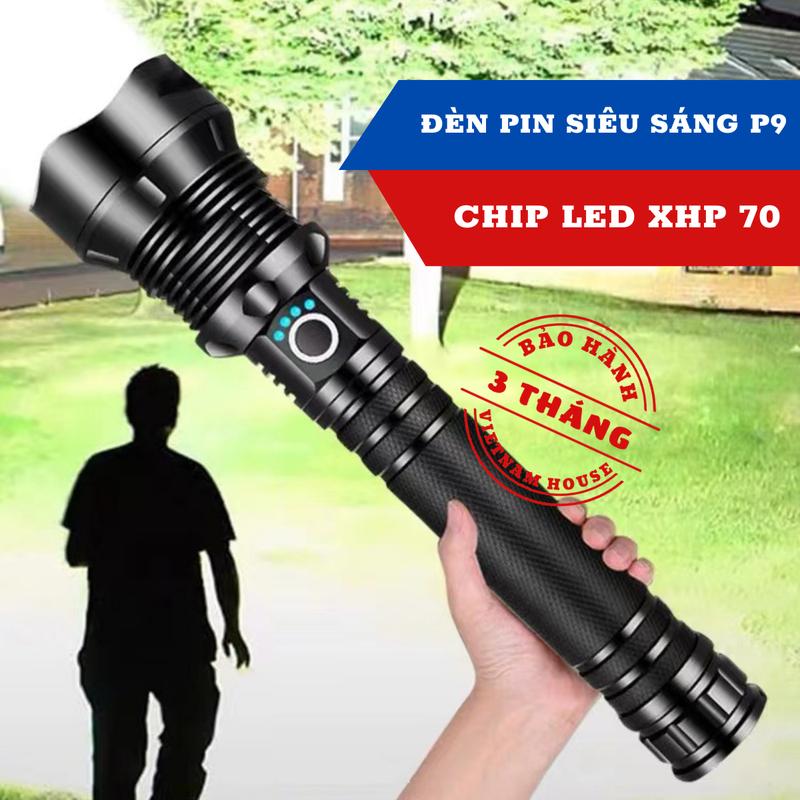 ĐÈN PIN SIÊU SÁNG XML - P9/P90, ÁNH SÁNG MẠNH XUYÊN MÀN ĐÊM, ĐÈN PIN CẦM TAY PHỦ SÁNG CỰC RỘNG KHÁNG NƯỚC TỐT.