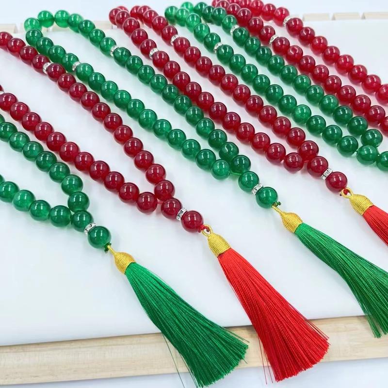 Product Introduction of 2025 New Fashionable Versatile Style33 Pieces 12mm Crystal Large Beads Golden Tassel Muslim Prayer Beads Tasbih 6