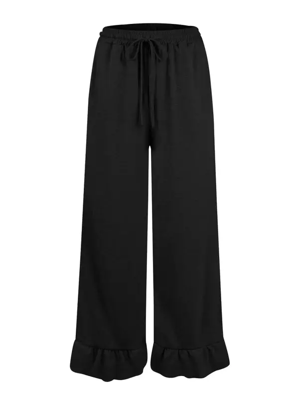 Women's Solid Color Tie Front  Wide Leg Pants, Casual Comfy Trousers for Daily Wear, Ladies Bottoms for All Seasons 5