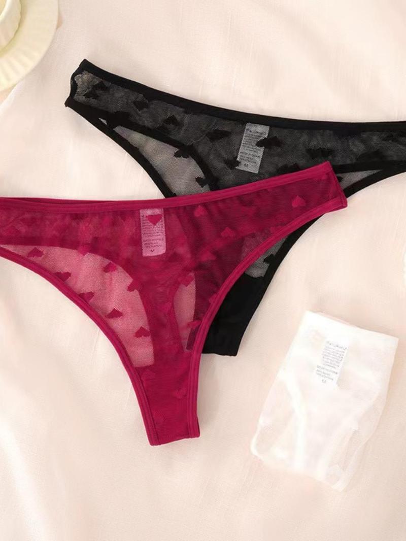 Product Introduction of Women's Heart Pattern Lace Thong, Breathable Comfy Panty for Daily Wear, Women's Underwear for All Seasons 8