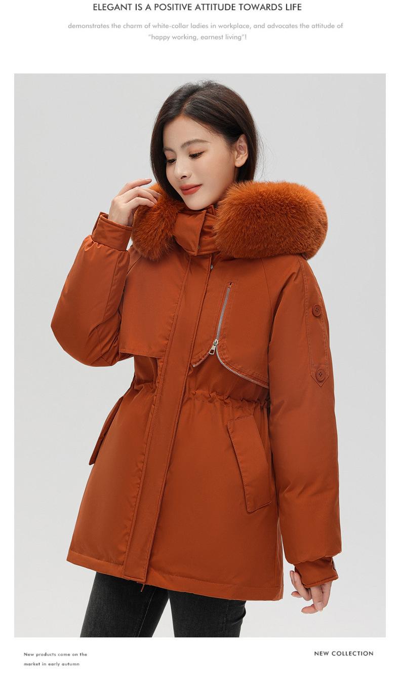 Product Introduction of Fashion Big Fur Collar down Cotton-Padded Jacket Women's Short 2023 New Winter Clothes Small Workwear Thickened Parka Cotton-Padded Jacket 24
