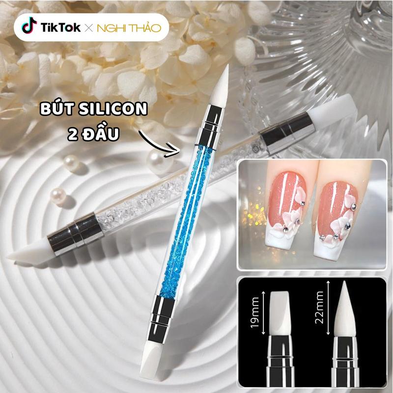 Bút đẩy sticker 2 đầu silicon cán đá NGHI THẢO làm nail