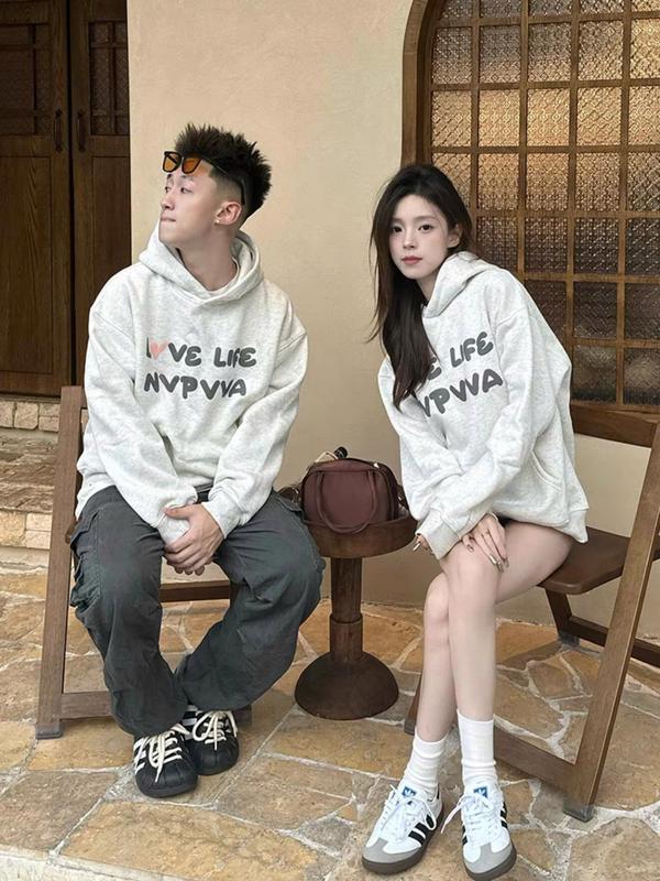 Áo Hoodie , áo hoodie đôi Sweater nam nữ Love Life , hoodie có mũ nỉ cotton mịn from Hàn Quốc  Dài Tay Menswear [A011] áo  anh tshirt  women Tay Dài Có Túi 3