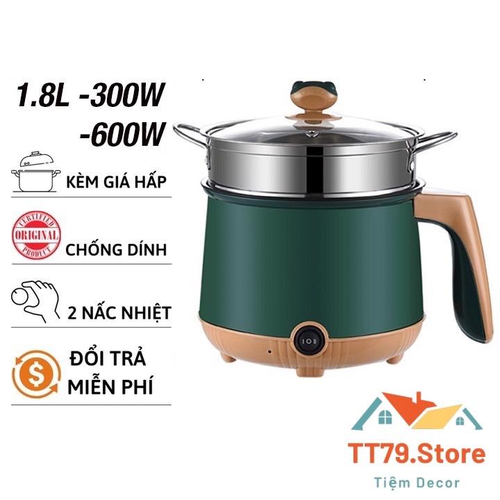 Nồi lẩu mini đa năng ca nấu mì 2 tầng tặng giá hấp nướng, luộc, chiên chống dính Nồi Điện Nồi Lẩu Điện