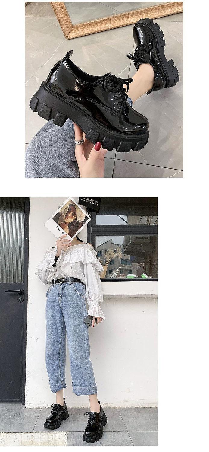 Product Introduction of Giày Nữ, Cỡ 35 Đến Cỡ 43, Giày Da Đế Xuồng Muffin Liu Wen, Dễ Phối Đồ Giày Cao Gót Bánh Mì, Phong Cách Anh Quốc, Có Cỡ 41, Cho Nữ 1