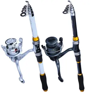 Joran portabel Kombo joran pancing Telescopic pancing perjalanan 1.8-3.3M Reel berputar 6 + 1bb