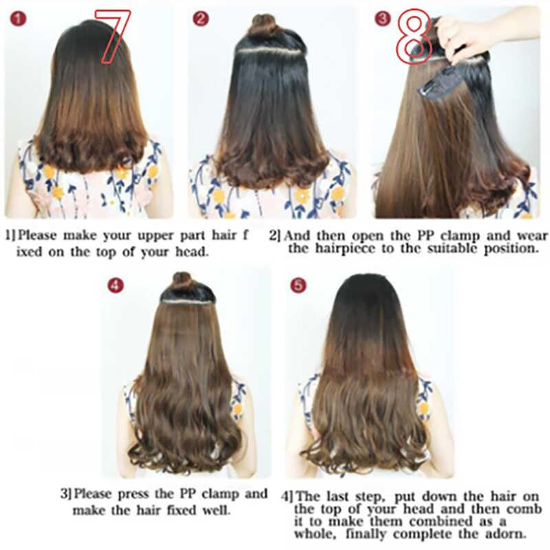 Long Curly 5 Clip In Extension High Temperature Synthetic Brown Mixed Green Blue Pink red Hair Piece 8