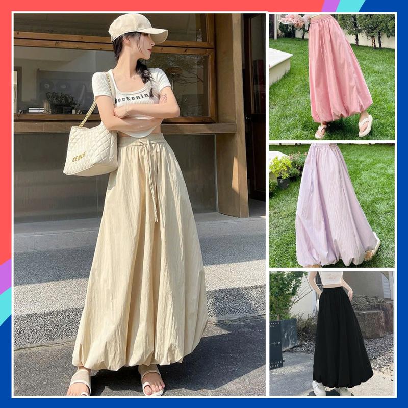 Chân váy dáng quả bí chất gió nữ 2 lớp lưng chun co giãn che khuyết điểm CV62 chân váy bigsize dáng dài lưng cao