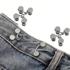Ajustador de cintura para jeans, 2/4 piezas sin costura requerida, botón de jeans, accesorios de costura para mujer, botón de cintura para solucionar jeans holgados