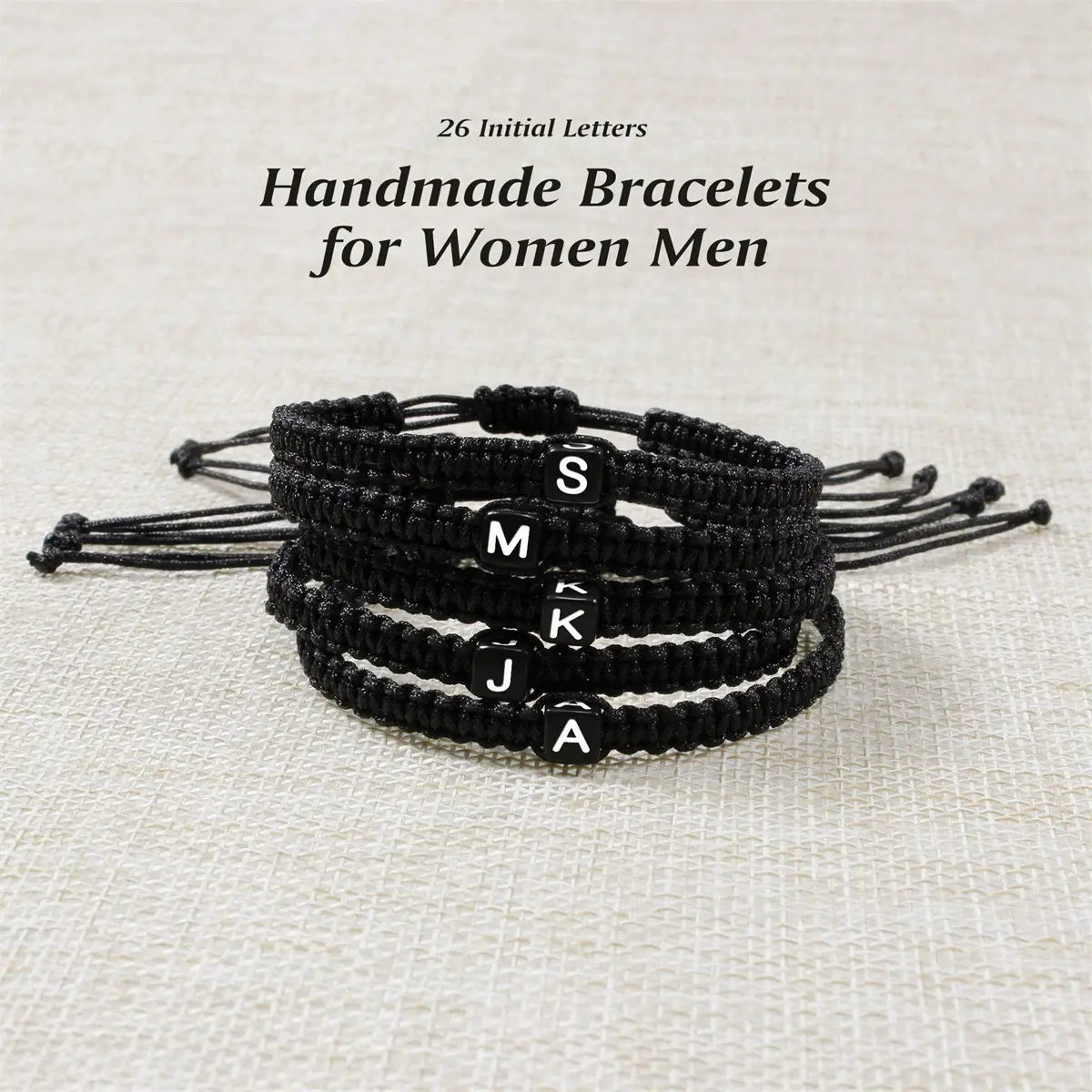 New Carrying Strap, Acrylic Handmade Beaded, English 26 Letter Beads, Woven Bracelet, Bracelet Gift Recommend heart strings  gelang hitam di tangan kiri