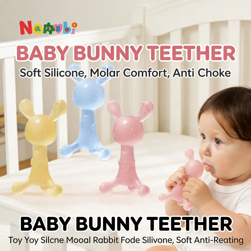 Baby Silicone Bunny Teether BPA Free Safe Chew Toy for Newborn Infants ...