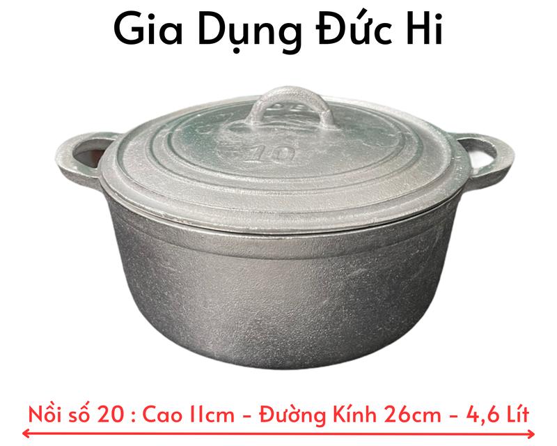 Nồi Gang Đúc Nguyên Khối Cao Cấp 26cm - Kho cá, Nồi lẩu ,Nấu cơm nồinướclèo nồigang